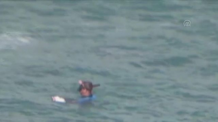 Denizde boğulma tehlikesi geçiren köpeği vatandaş kurtardı