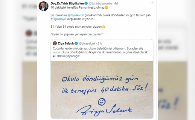 Bakan Selçuk'un “ilk teneffüs“ twitine Kocaeli'den pişmaniyeli destek