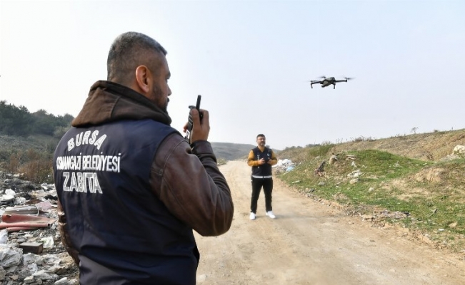Bursa Osmangazi'de drone destekli kaçak moloz takibi