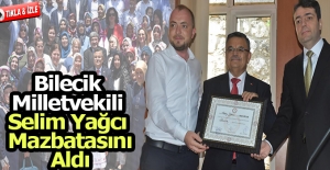 AK Parti Bilecik Milletvekili Yağcı mazbatasını aldı