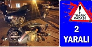 Otomobille motosiklet çarpıştı: 2 yaralı
