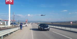 Bursa'da helikopterli trafik denetimi