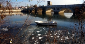Tunca Nehri kısmen dondu